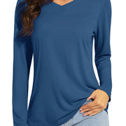 TACVASEN Summer UPF 50+ Long Sleeve T-Shirts Womens Sun Protection V Neck Fashion Tee Shirts Quick Dry Outdoor Hiking Pullover