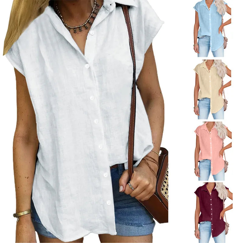 Cotton-Linen Short-Sleeve Relaxed T-Shirt