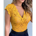 Lace V-Neck Sleeveless Blouse