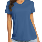 TACVASEN UPF 50+ Summer Short Sleeve V-Neck T-shirts Womens Sun Protection T-shirts Quick Dry Hiking Running Tee Shirts Tops