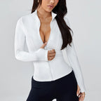 Yoga wear women's spring and summer stand-up collar zipper jacket slimming sun-protective long-sleeved high-end and fitness top