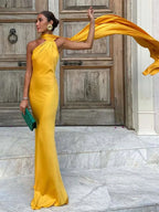 Off-Shoulder Halter Maxi Dress