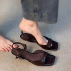 Polished Low-Heel Office Sandals