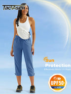 TACVASEN Women's Hiking Capris Pants UPF 50+ Lightweight Quick Dry Workout Travel Summer Casual Drawstring Pants Zipper Pockets