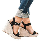 Cross-Strap Espadrille Wedge Sandals