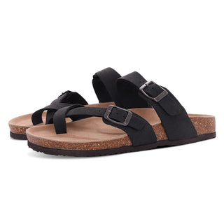 Adjustable Buckle Suede Mules