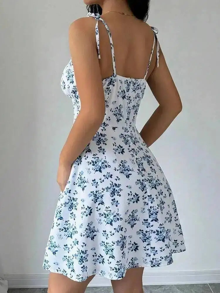 Aurelia Sun Floral Spaghetti-Strap Sundress – Black