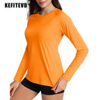 KEFITEVD Quick Dry Women's UPF 50+ Long Sleeve T-Shirts Skin Sun/UV Protection Breathable Lightweight Swim Outdoor Hiking Shirts