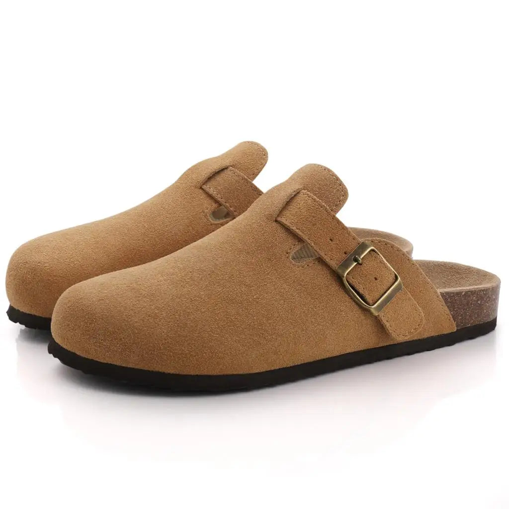 Suede Cork-Footbed Mules