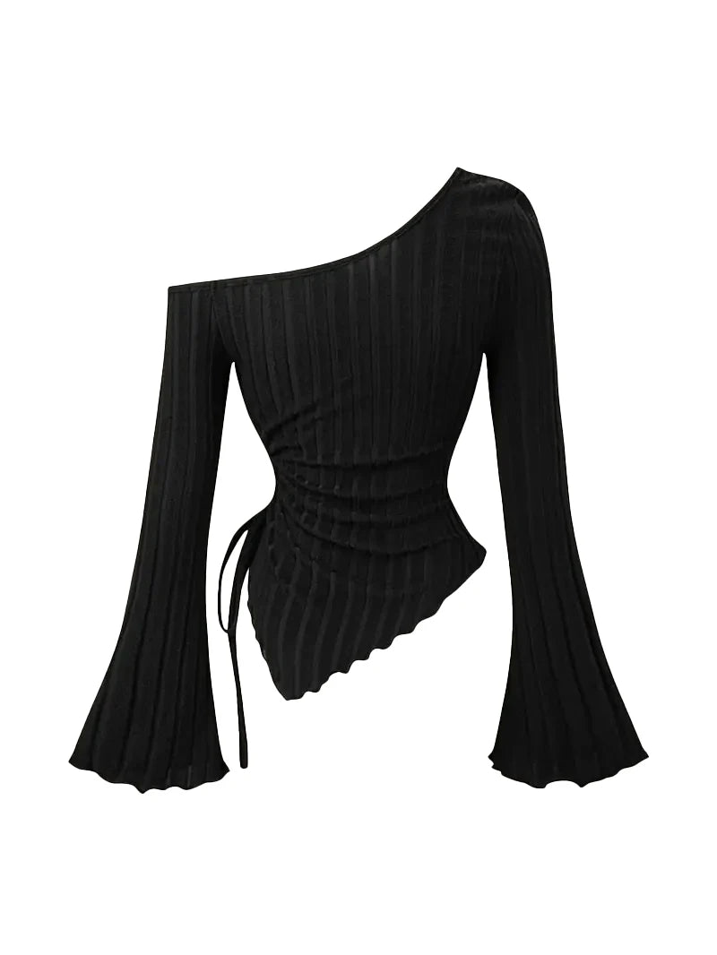 Asymmetric Flare-Sleeve Top