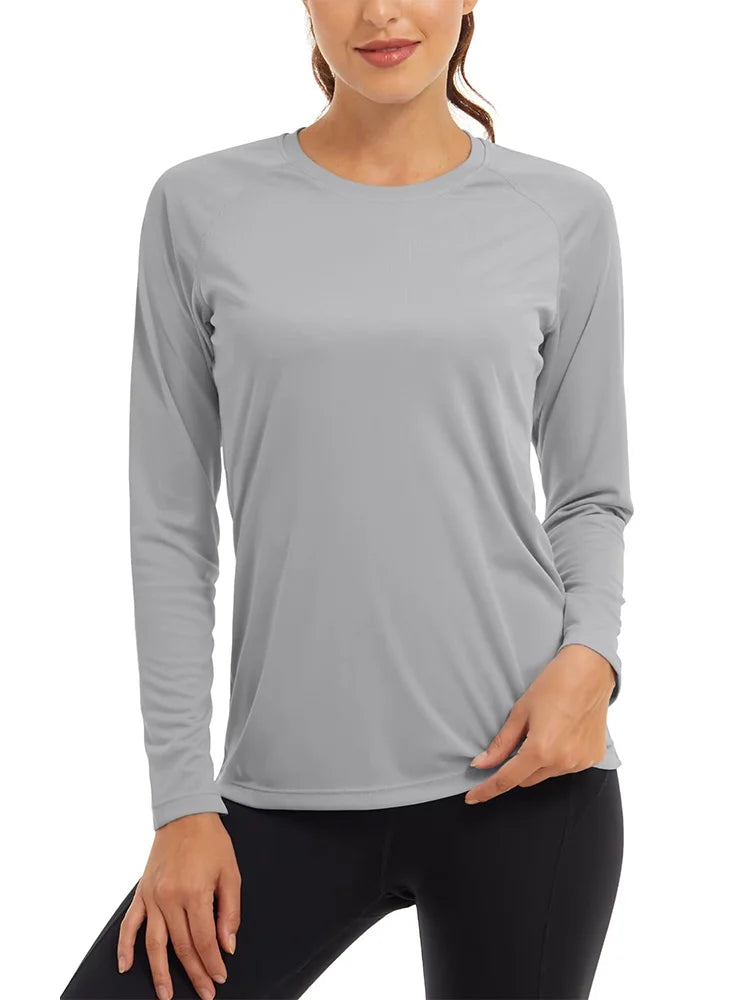 KEFITEVD Quick Dry Women's UPF 50+ Long Sleeve T-Shirts Skin Sun/UV Protection Breathable Lightweight Swim Outdoor Hiking Shirts