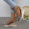 Metallic Platform Wedge Sandals