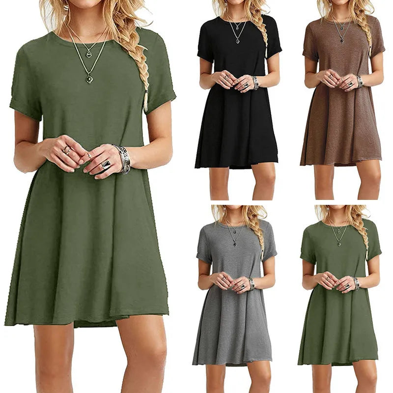 Printed Short-Sleeve Shirt Dress