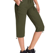 TACVASEN UPF50+ Quick Dry Capri Pants Womens Summer Hiking Cargo Pants 5 Pockets Waterproof Sun UV Protection Knee Length Shorts