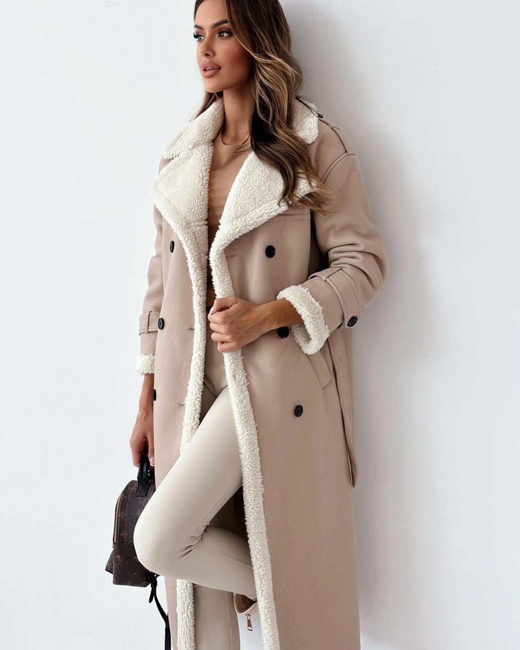 Monroe Teddy-Lined Trench Coat – Beige