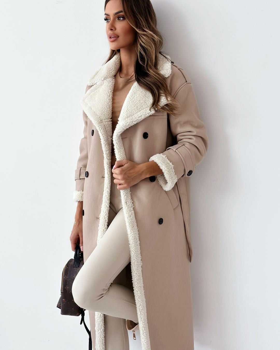 Monroe Teddy-Lined Trench Coat – Beige