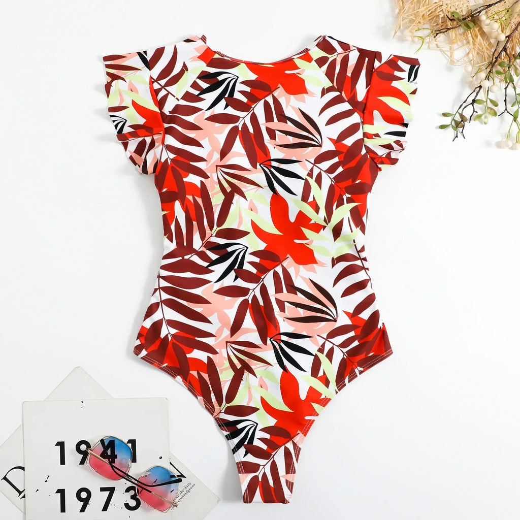 Zip-Front Skirted One-Piece Swimsuit