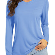 TACVASEN Summer UPF 50+ Long Sleeve T-Shirts Womens Sun Protection V Neck Fashion Tee Shirts Quick Dry Outdoor Hiking Pullover
