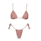 Striped Three-Piece Bandeau Bikini Set