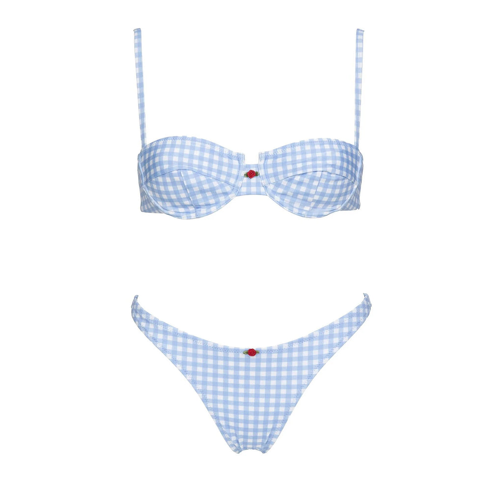 Striped Three-Piece Bandeau Bikini Set