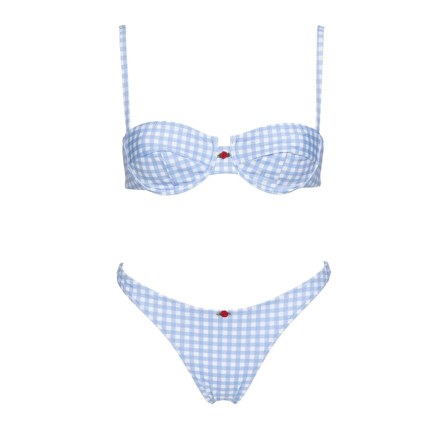 Striped Three-Piece Bandeau Bikini Set