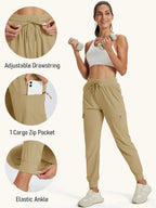 TACVASEN Women's Quick Dry Waterproof Cargo Pants Lightweight UPF 50 Athletic Jogger Pants Travel Hiking Pants Velcro Pockets