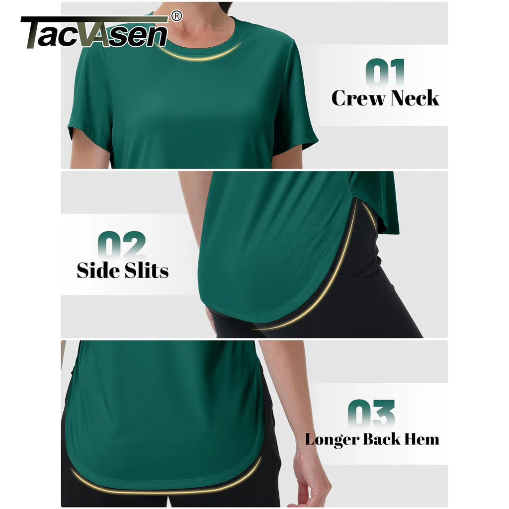 TACVASEN UPF 50+ Workout Tops for Women Short Sleeve Sun Protection Quick Dry Wicking T Shirt Summer Yoga Athletic Running Gym