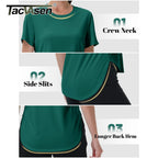 TACVASEN UPF 50+ Workout Tops for Women Short Sleeve Sun Protection Quick Dry Wicking T Shirt Summer Yoga Athletic Running Gym