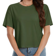 TACVASEN UPF 50+ Cropped Cotton T-Shirts Womens Summer Short Sleeve Casual Crew Neck Tops Breathable Sun UV Block Outdoor Tees