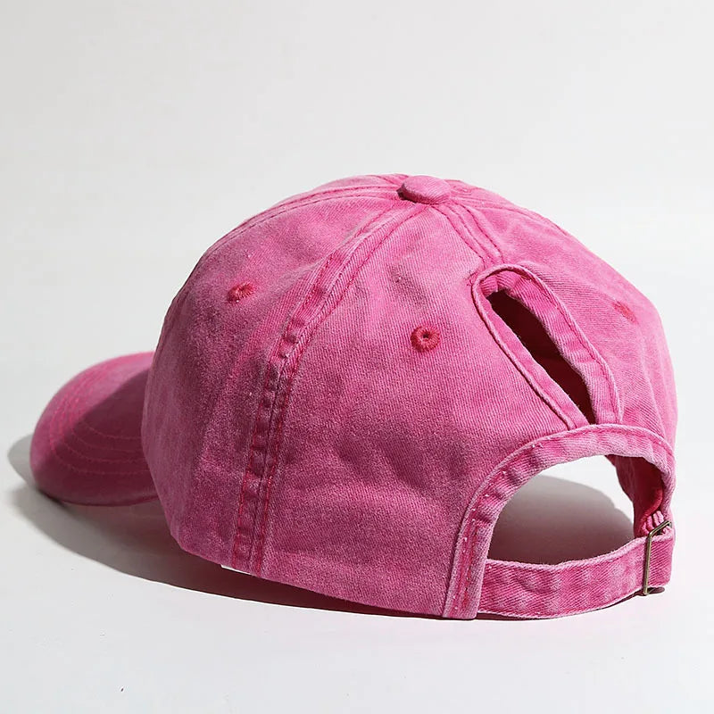 Washed High Ponytail Baseball Cap