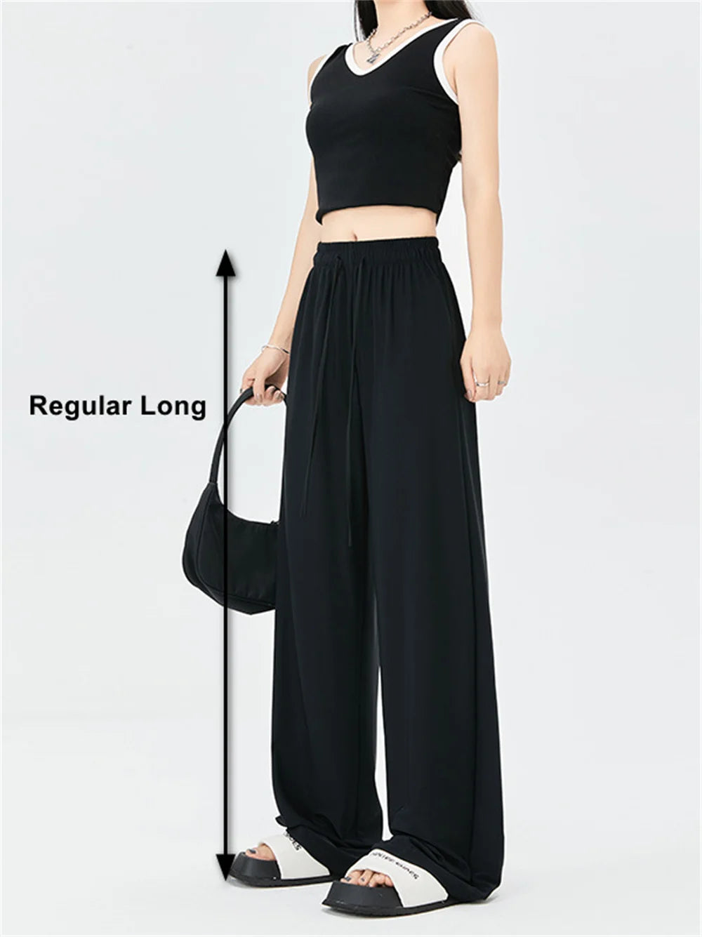 Summer Ice  Pants  Wide Leg Petite To Regular UPF50+  Sunscreen Pants, Breathable, Thin, Hanging Casual Pants Elastic Stretchy