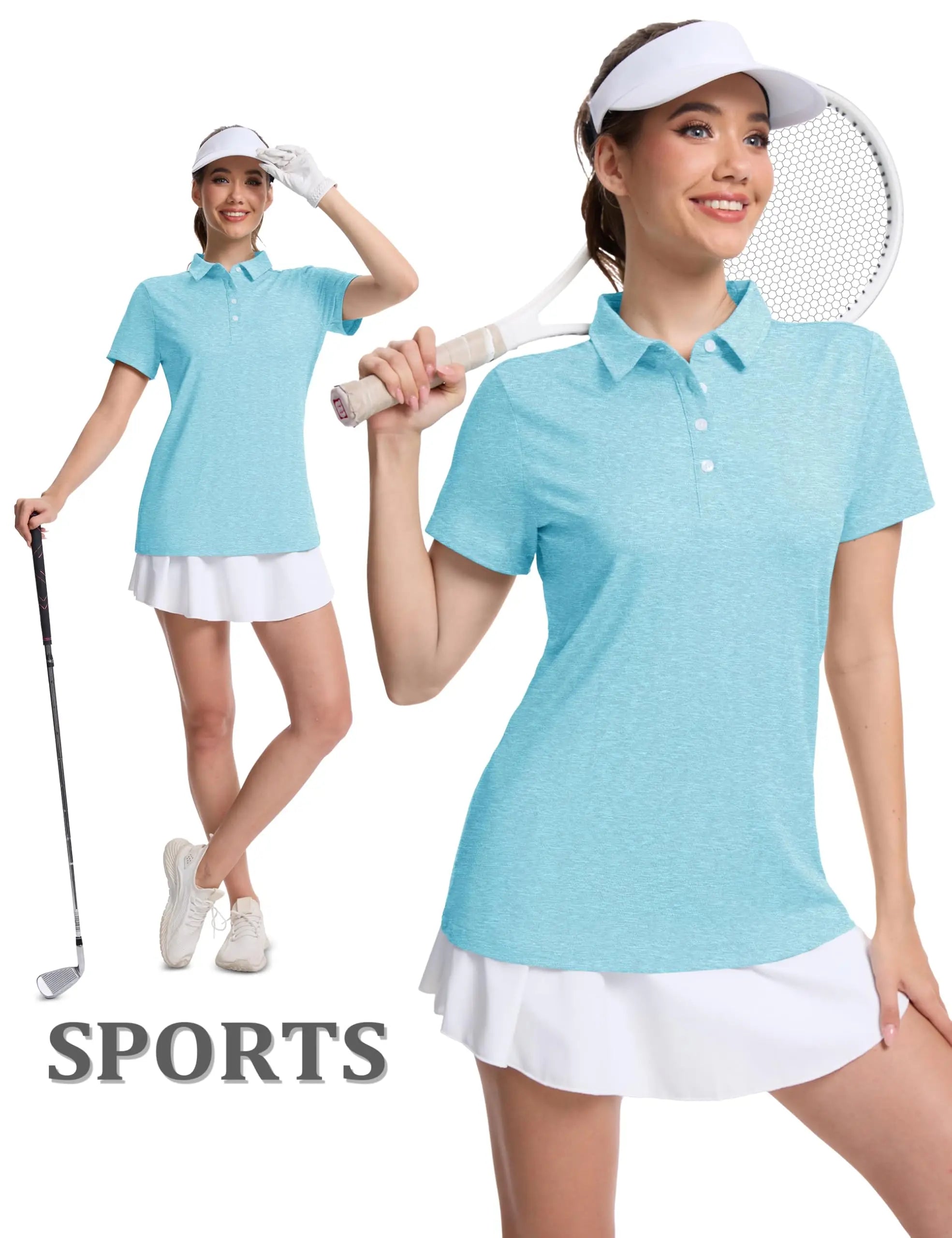TACVASEN 4 Buttons Polos T-Shirts Womens Summer Short Sleeve Athletic Golf Polos Tee Shirts Sports Casual Work Pullover T-shirts