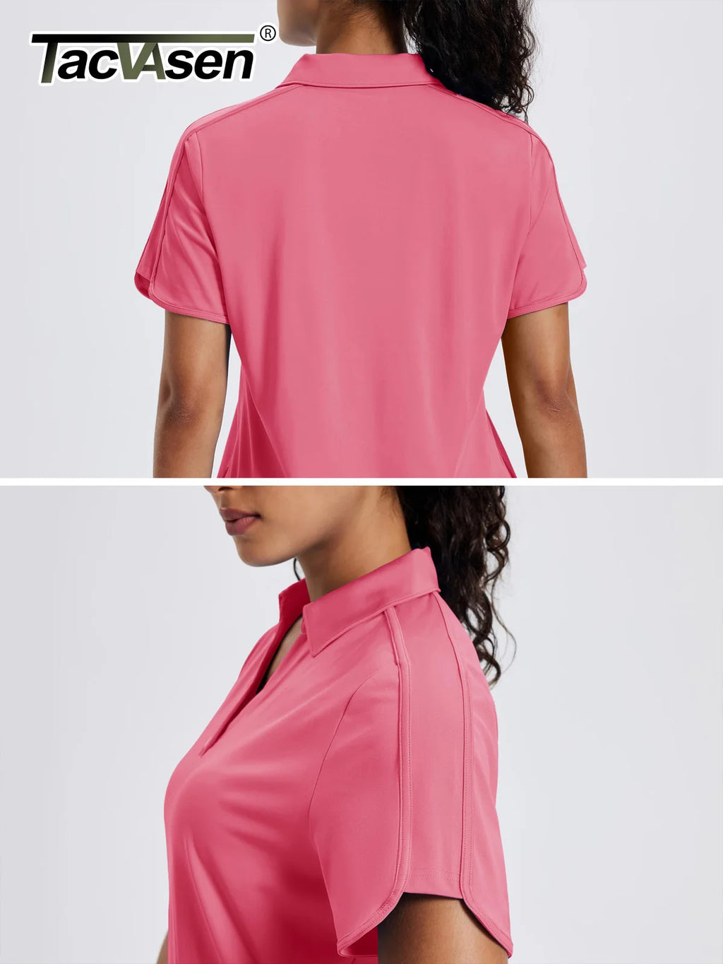 TACVASEN Women's 1-Button Golf Polo Shirts V Neck Short Sleeve Tennis Tops Moisture Wicking Quick Dry Athletic Collared Shirt
