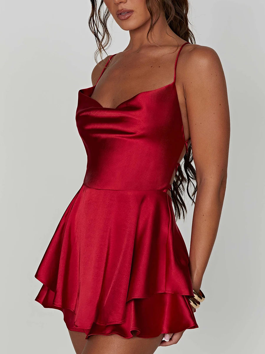 Satin-Look Sleeveless Romper