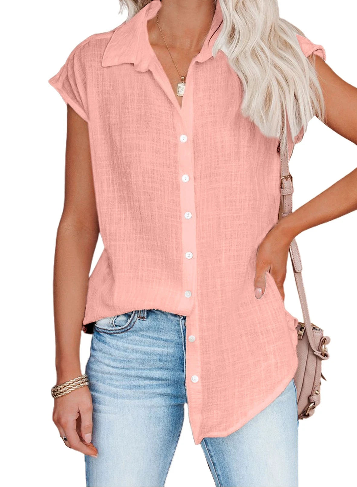 Cotton-Linen Short-Sleeve Relaxed T-Shirt