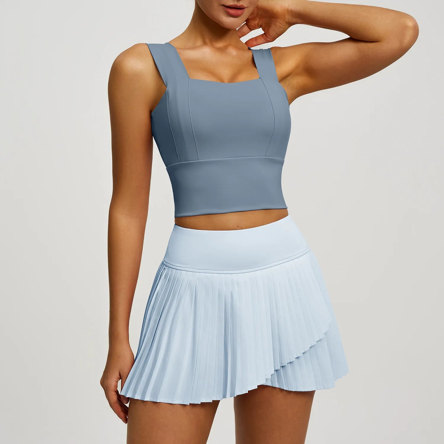 Aurelia Sun Sports Bra & Tennis Skort Set – Black – image 6