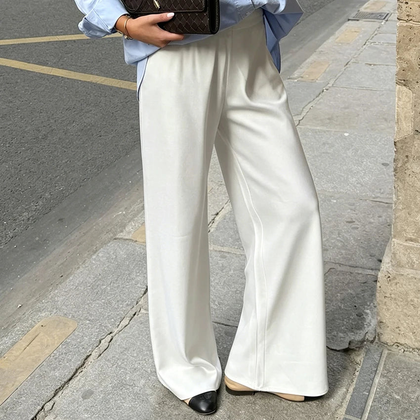 Lustre High-Waist Wide-Leg Trousers