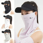 Durable UV Protection Sunscreen Face Veil Breathable Sunshade Ice Silk Face Mask Ear Hanging Summer Face Cover