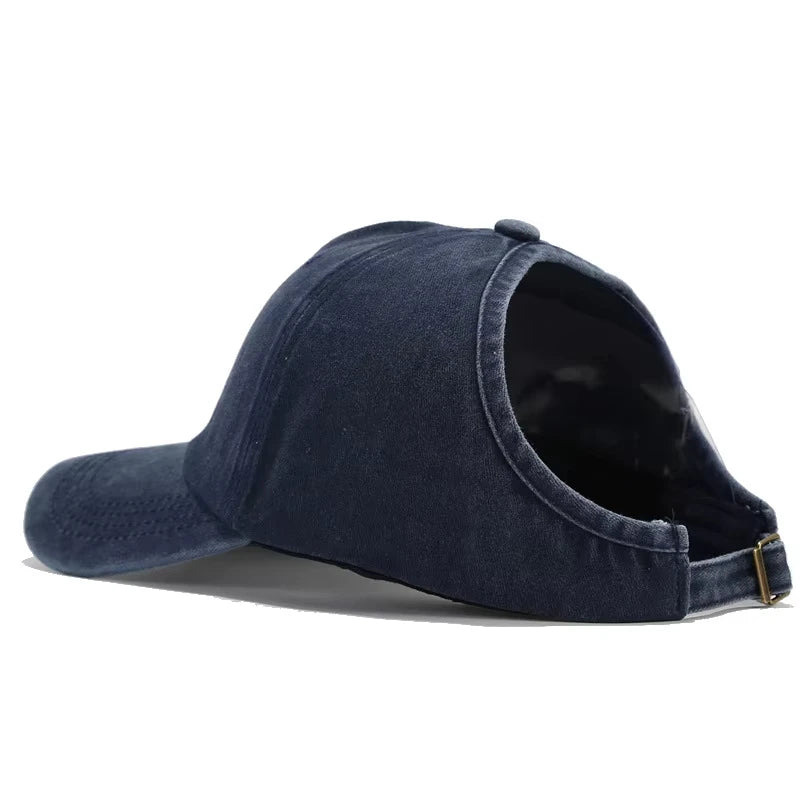 Washed High Ponytail Baseball Cap