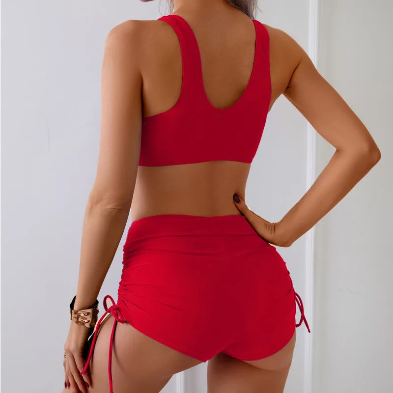 Ruched Tummy-Coverage Tankini Set