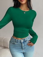 Long-Sleeve Slim-Fit Crop T-Shirt