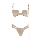 Strappy Three-Piece Bandeau Bikini Set