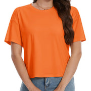TACVASEN UPF 50+ Cropped Cotton T-Shirts Womens Summer Short Sleeve Casual Crew Neck Tops Breathable Sun UV Block Outdoor Tees
