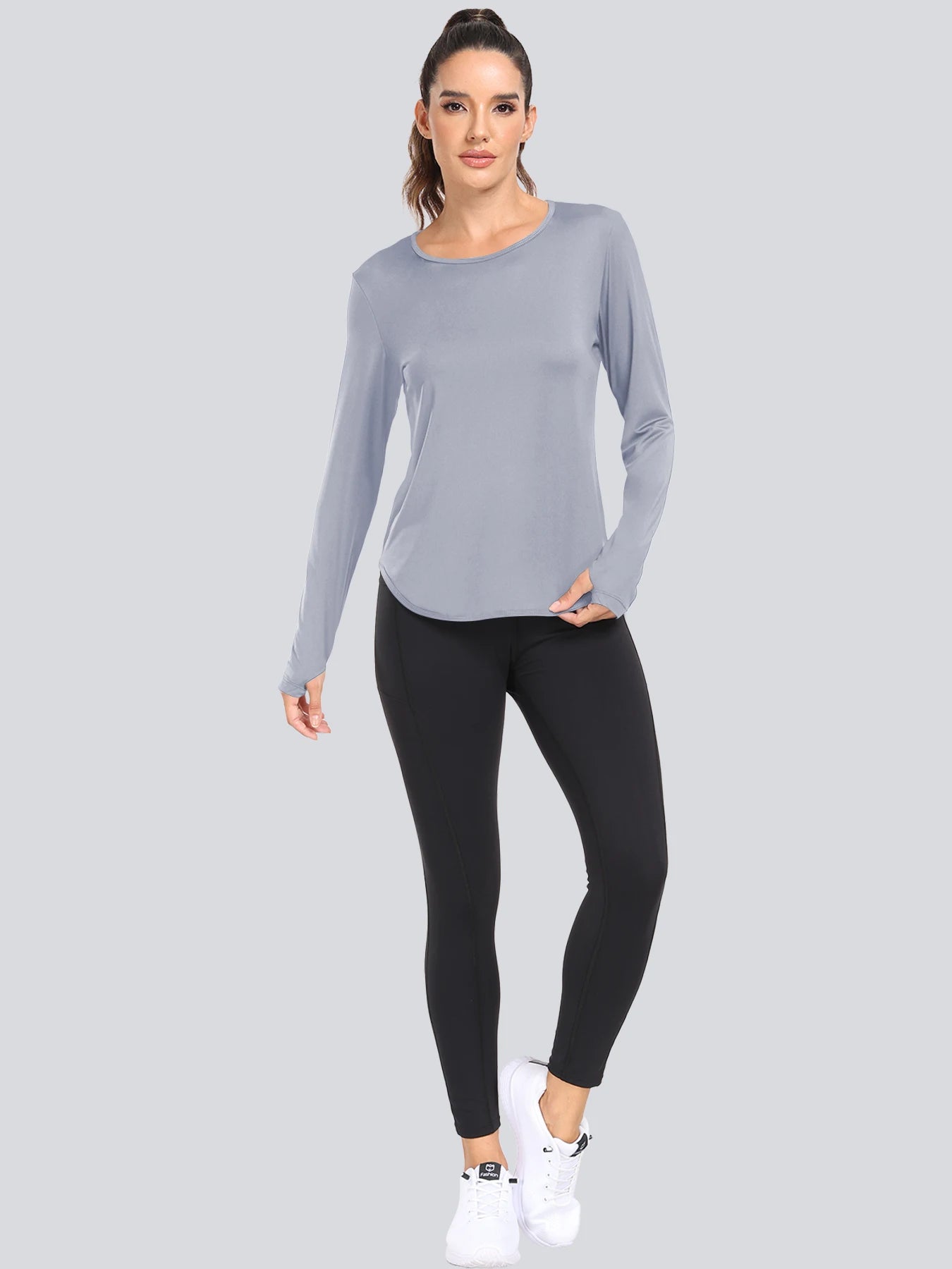 Women T-Shirts Sun Protection Sports Long Sleeves UV Protection Loose Breathable Running Yoga Clothes Fitness