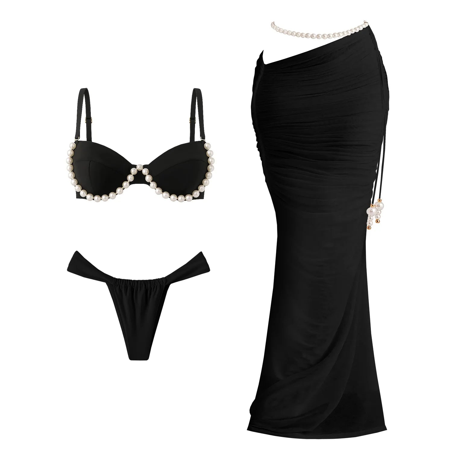 Aurelia Sun Beaded Bikini & Mesh Skirt Set – Green Set 4 – image 12