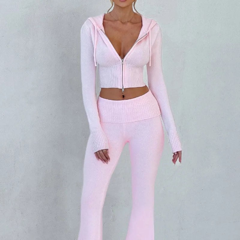 Knit Zip Hoodie & Pants Set