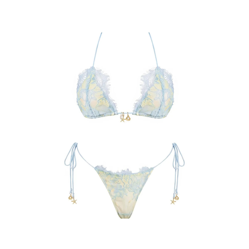 Lace Three-Piece Bikini Cover-Up Set