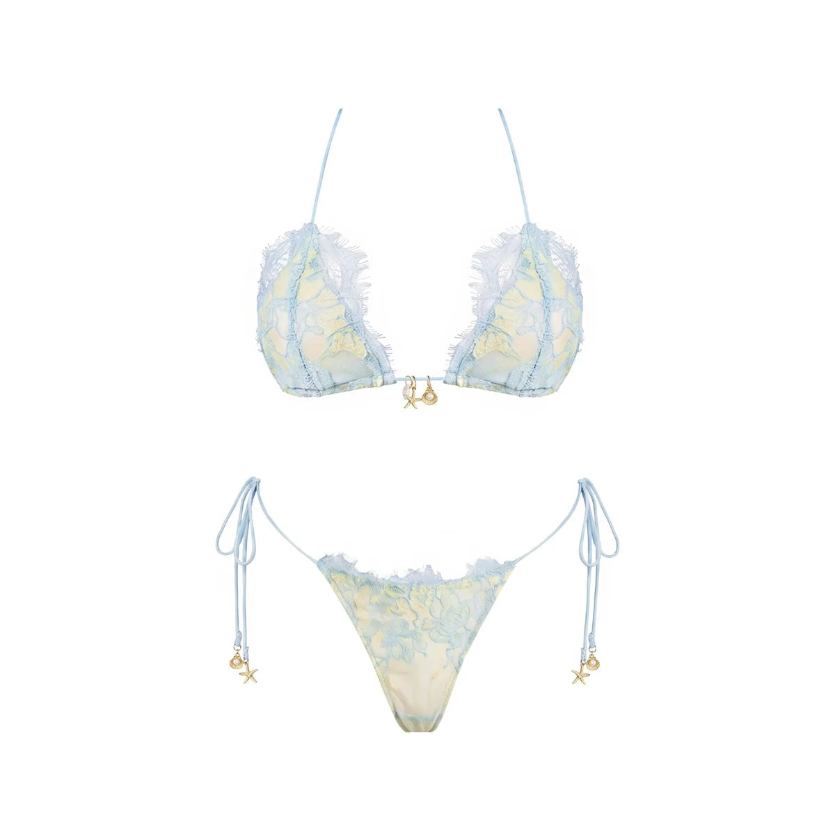 Lace Three-Piece Bikini Cover-Up Set