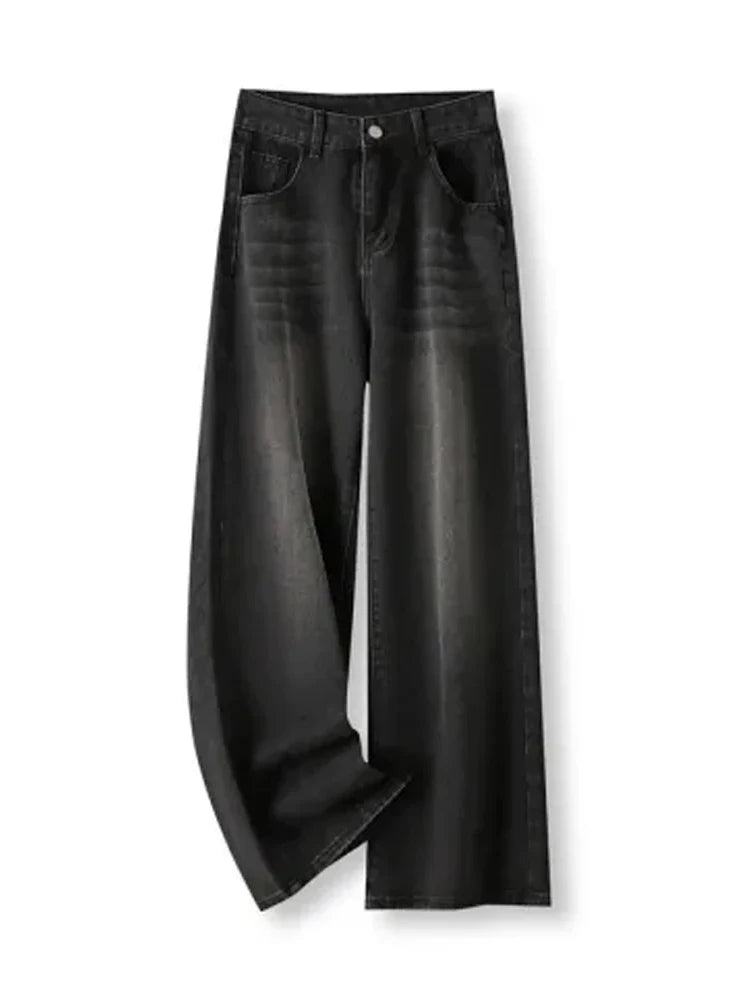 Denim High-Waist Straight-Leg Jeans