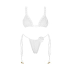 Floral Mesh-Skirt Bandeau Bikini Set